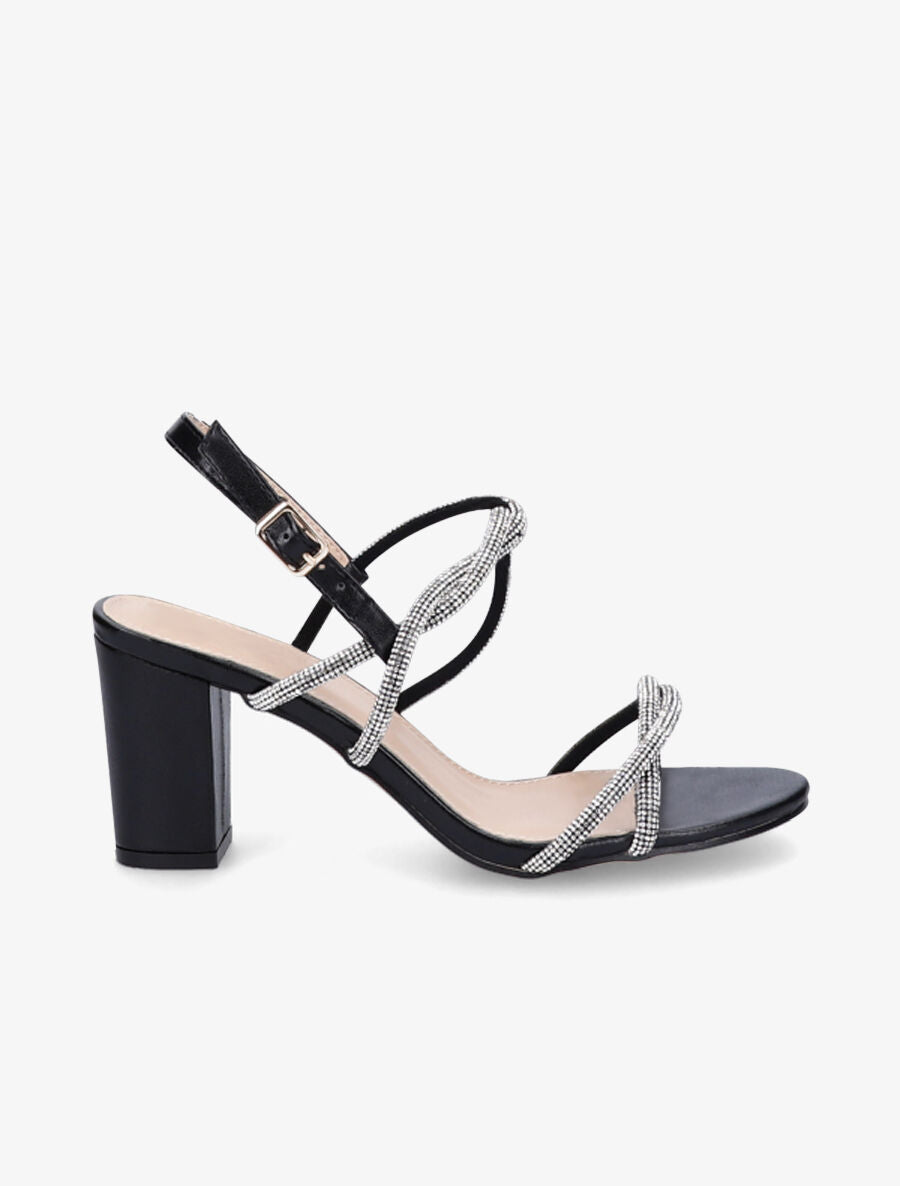 Sandales à talons et strass - Noir - 1