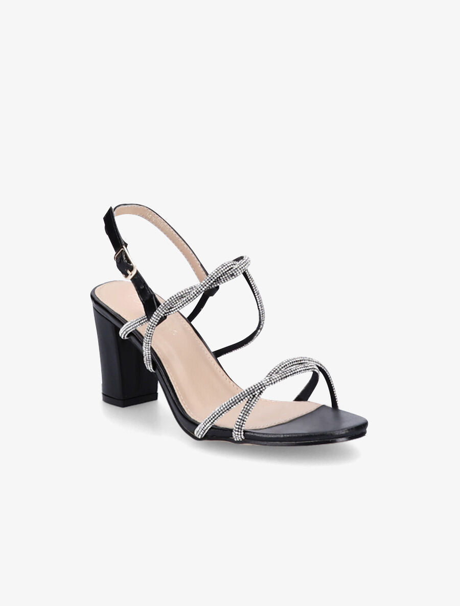 Sandales à talons et strass - Noir - 2