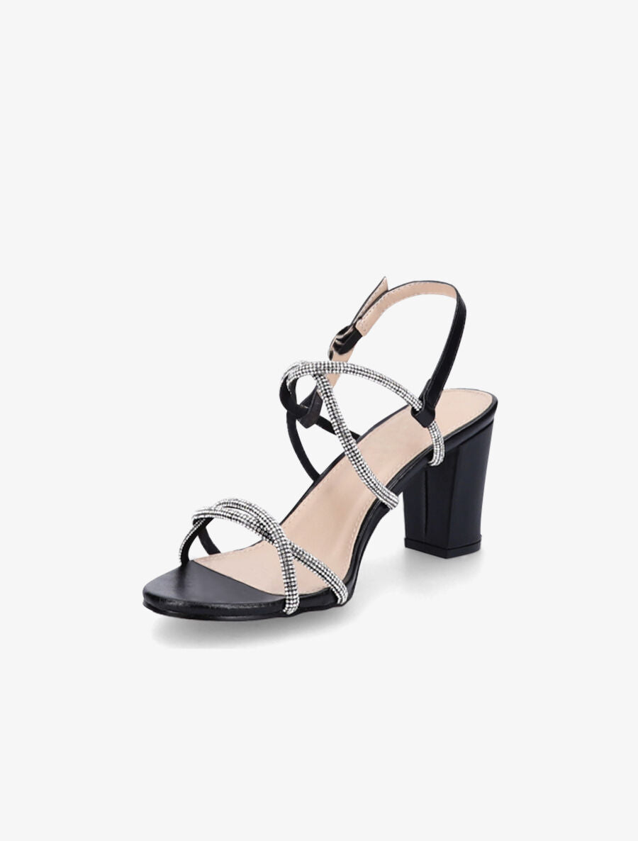 Sandales à talons et strass - Noir - 3