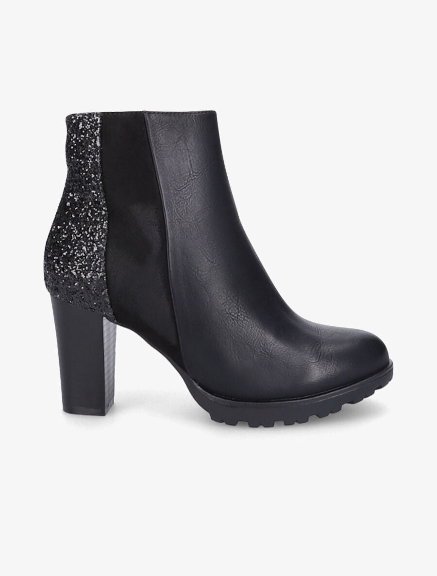 Bottines bi-matière à sequins - Noir - 1