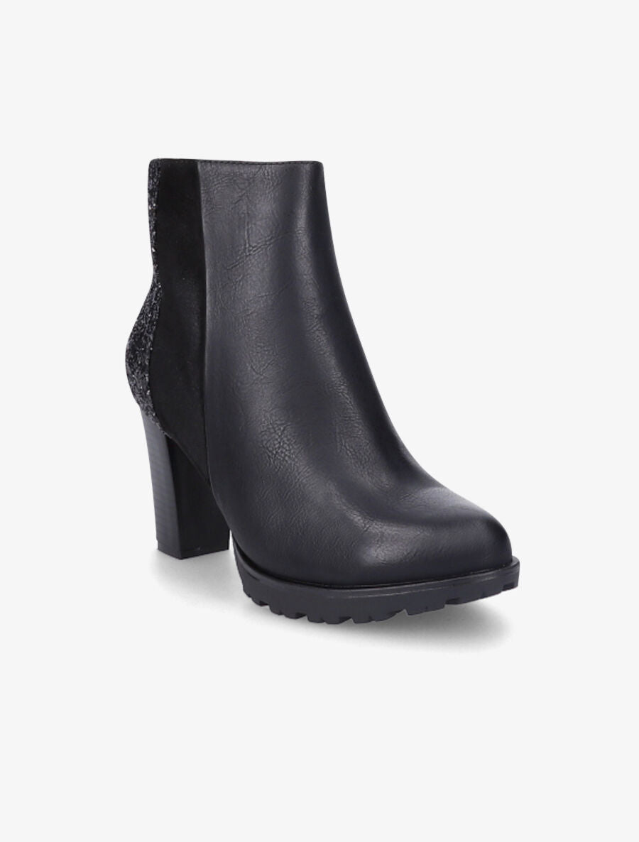 Bottines bi-matière à sequins - Noir - 2