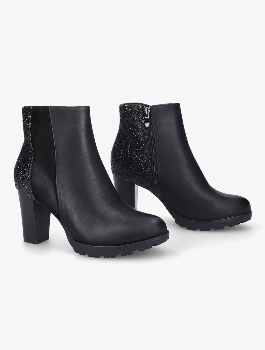 Bottines bi-matière à sequins - Noir - 4