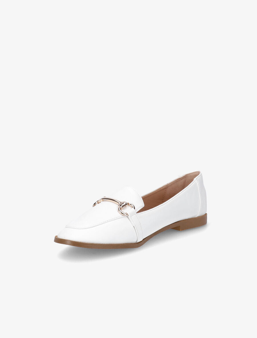 Mocassins à boucle en simili - Blanc - 3