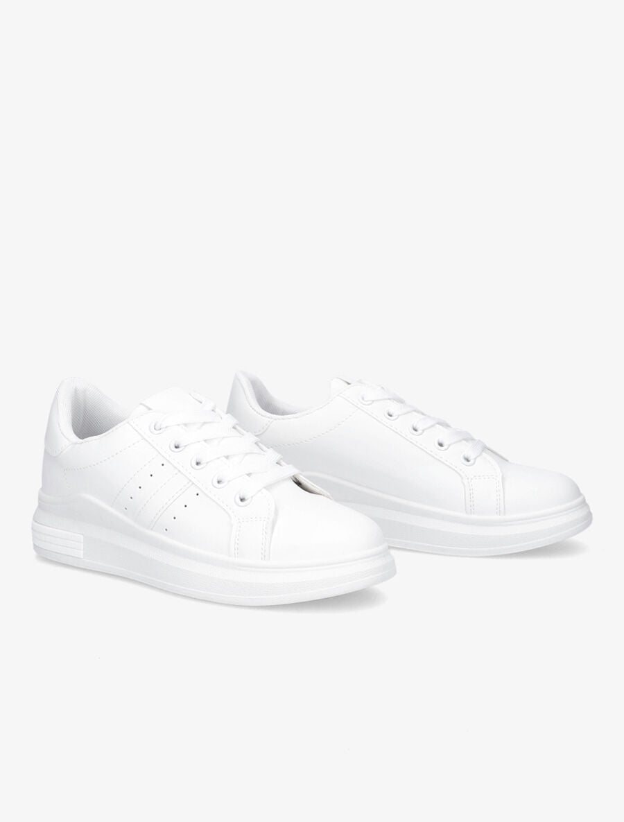 Baskets classiques en simili - Blanc - 4