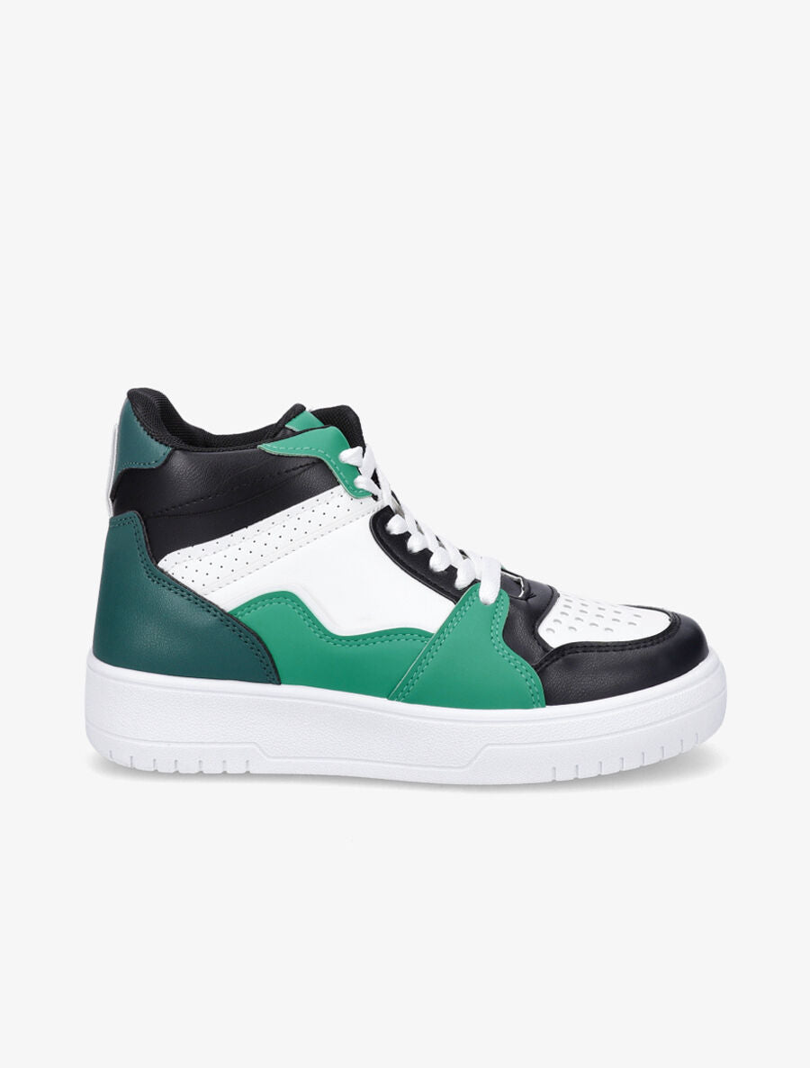 Sneakers montantes en simili - Vert - 1