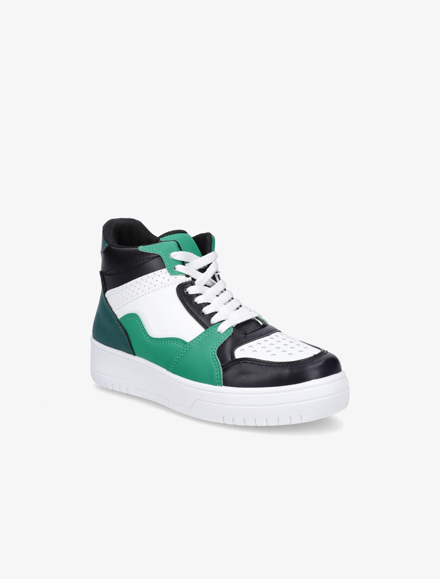 Sneakers montantes en simili - Vert - 2