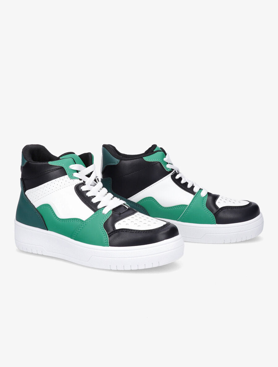 Sneakers montantes en simili - Vert - 4