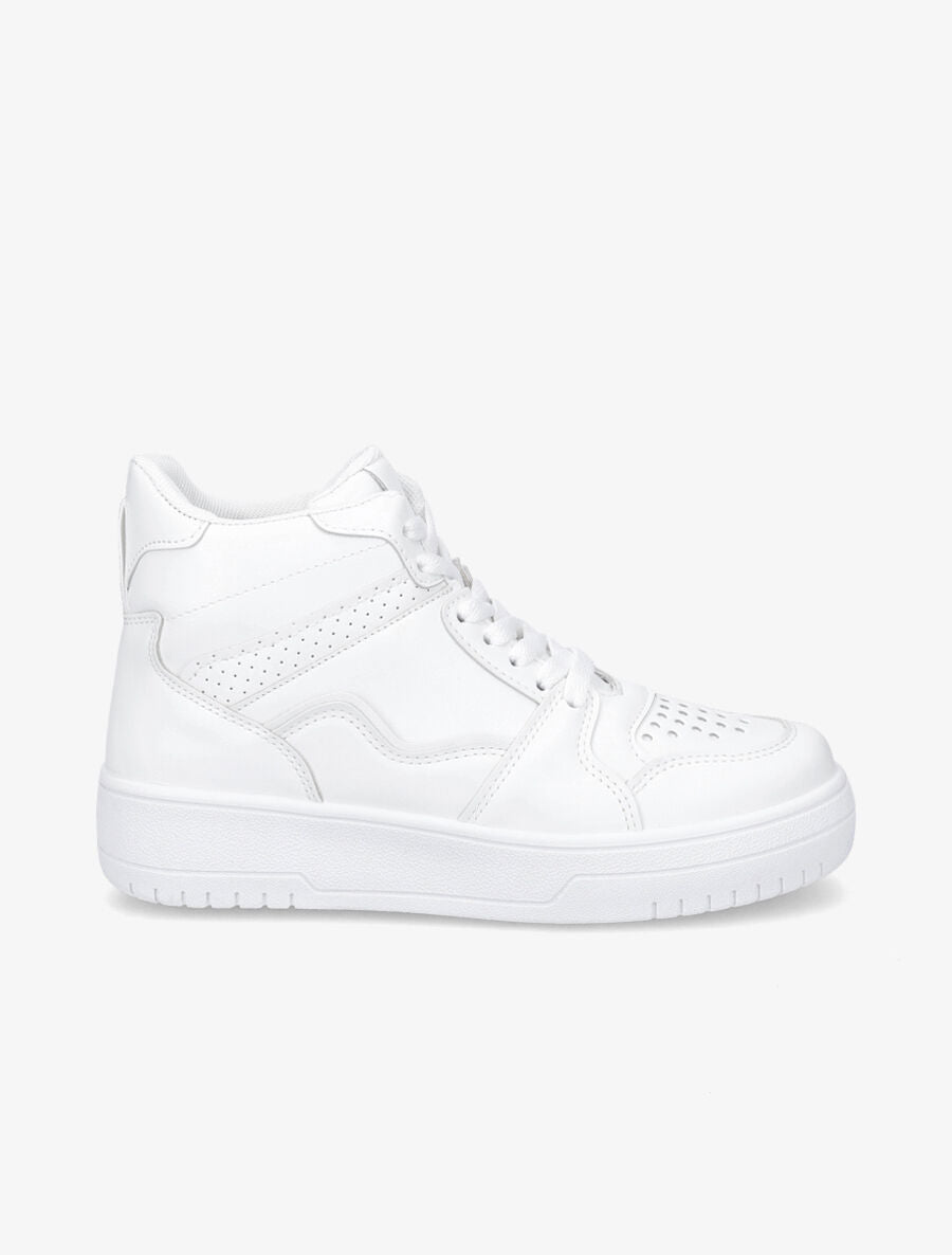 Sneakers montantes en simili - Blanc - 1