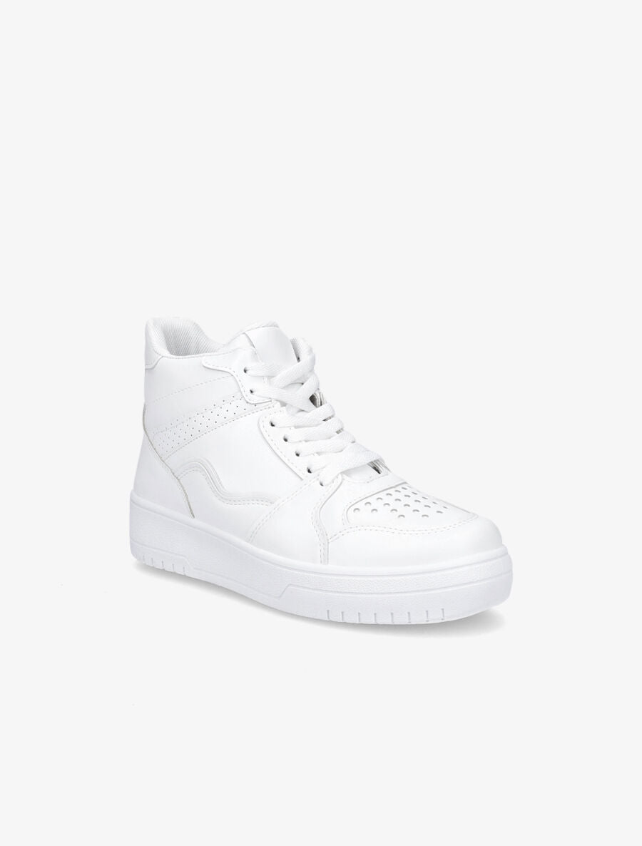 Sneakers montantes en simili - Blanc - 2