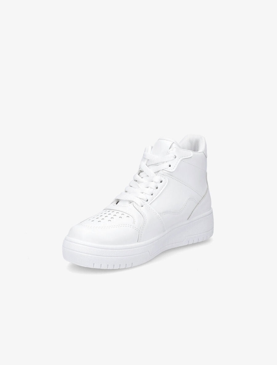 Sneakers montantes en simili - Blanc - 3