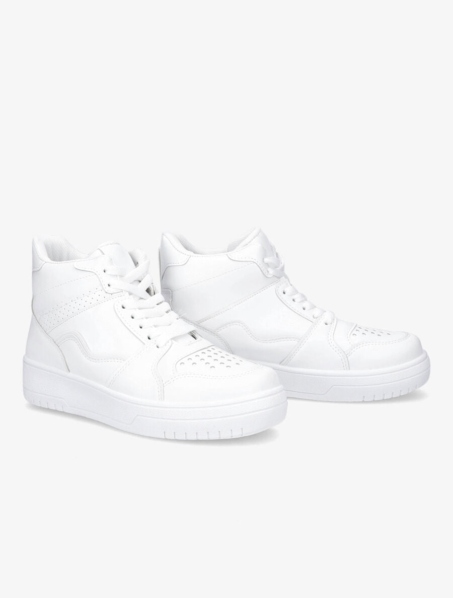 Sneakers montantes en simili - Blanc - 4