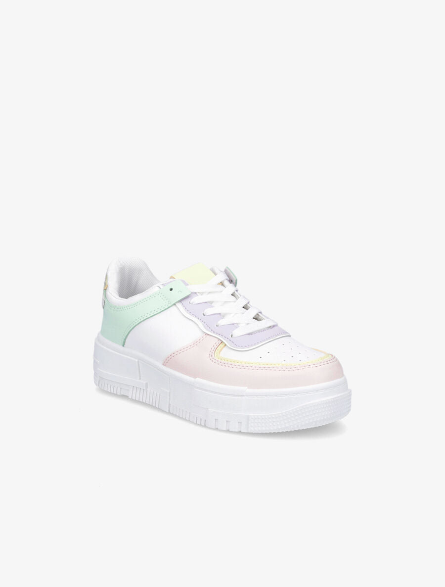 Sneakers à plateforme et couleurs contrastantes - Rose - 2