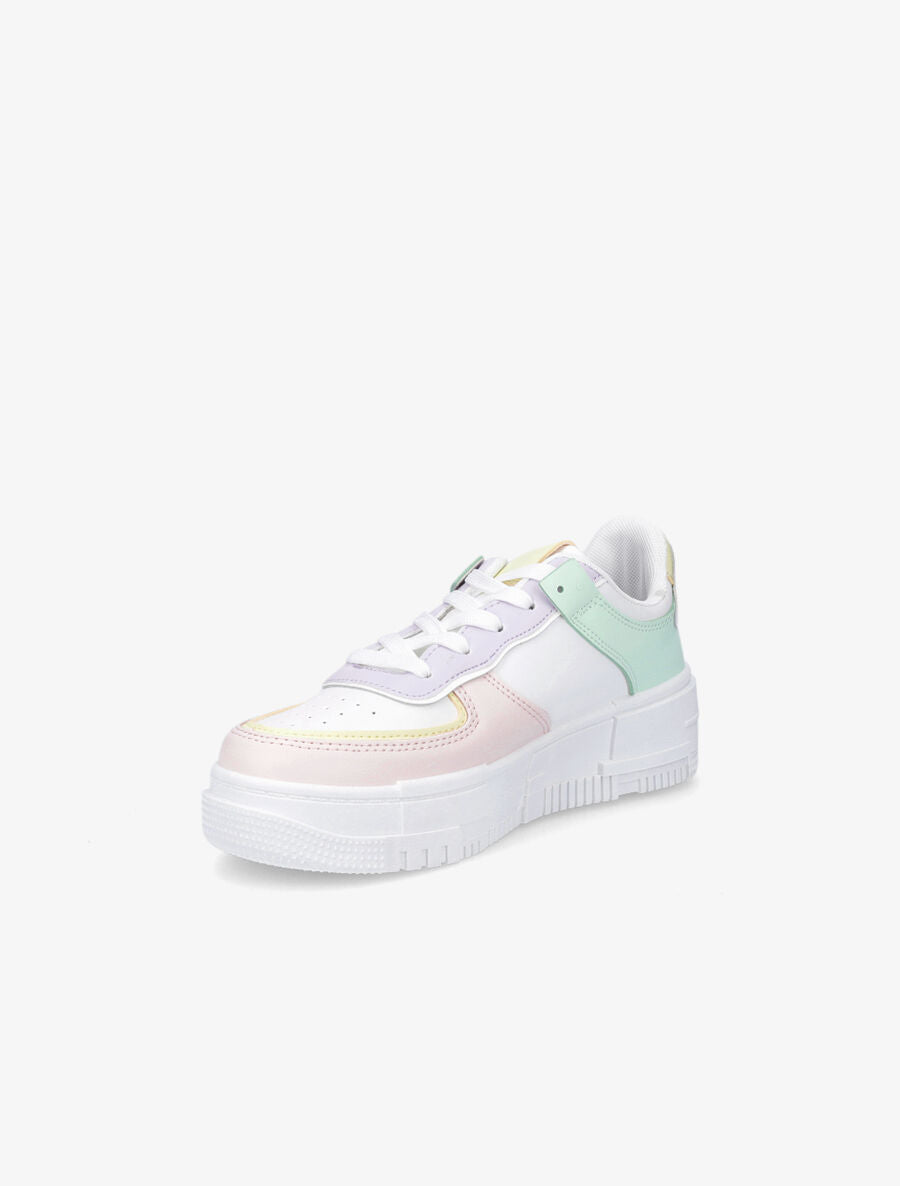 Sneakers à plateforme et couleurs contrastantes - Rose - 3