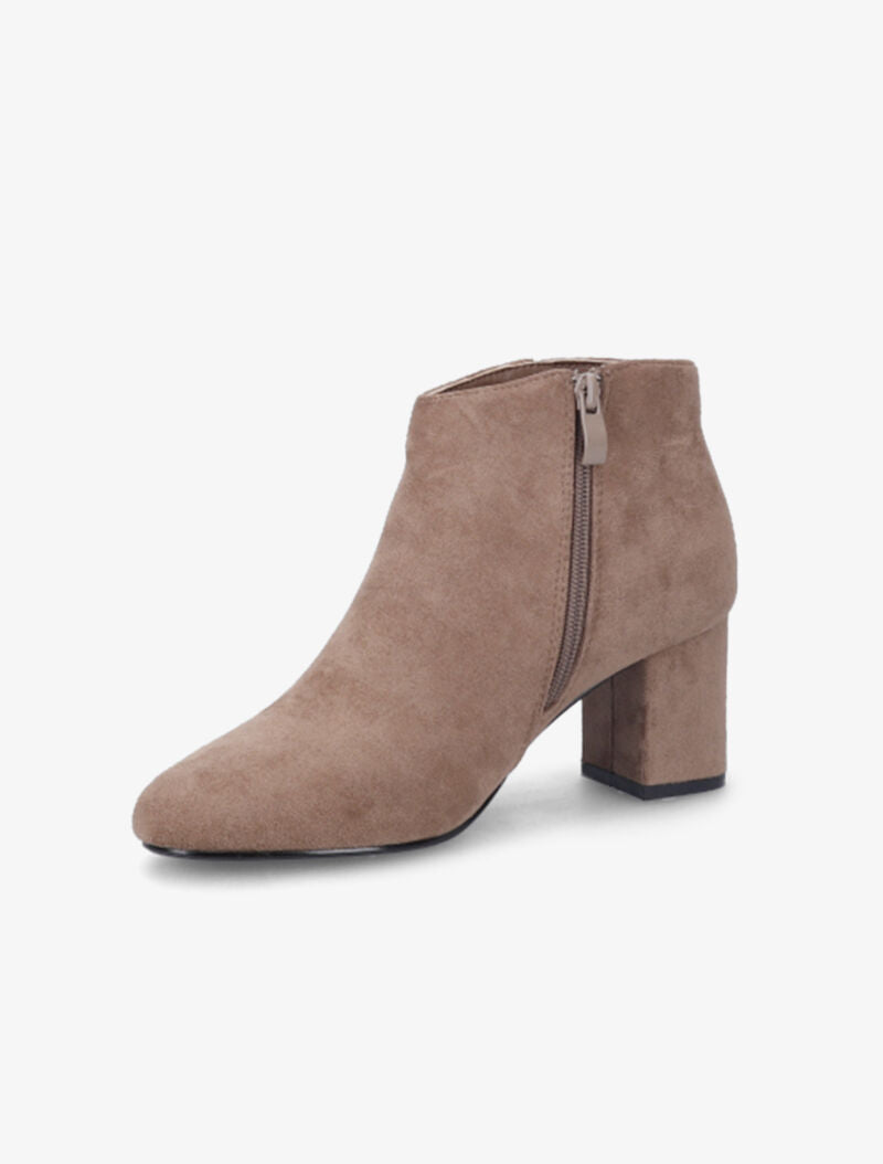 Bottines à talon en suédine - Taupe - 4