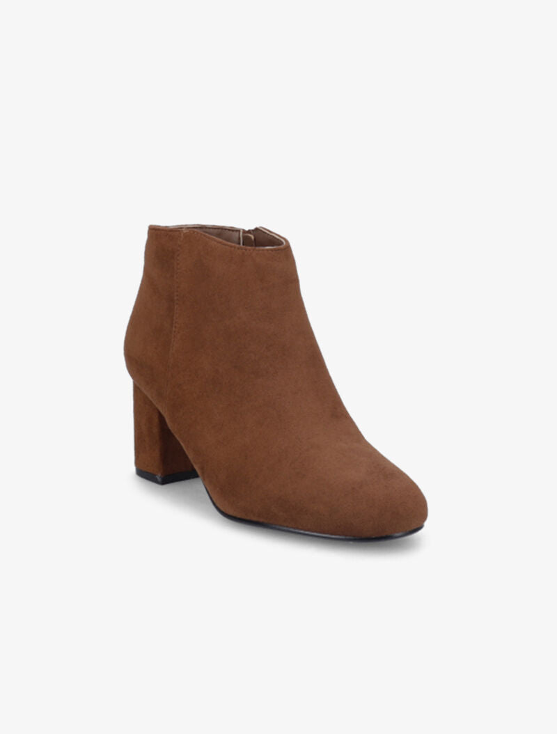 Bottines à talon en suédine - Camel - 3