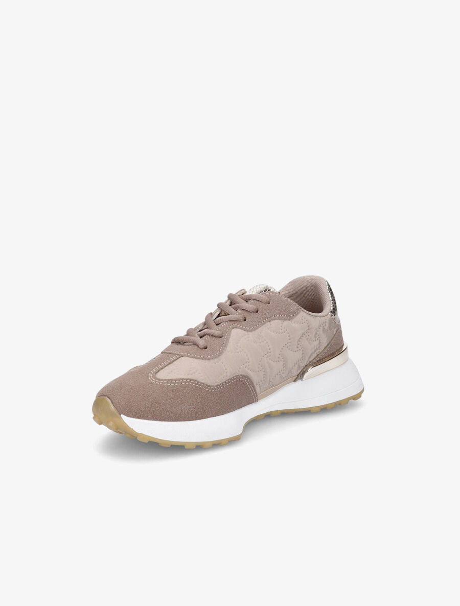 Running en suédine et tissu matelassé - Taupe - 3
