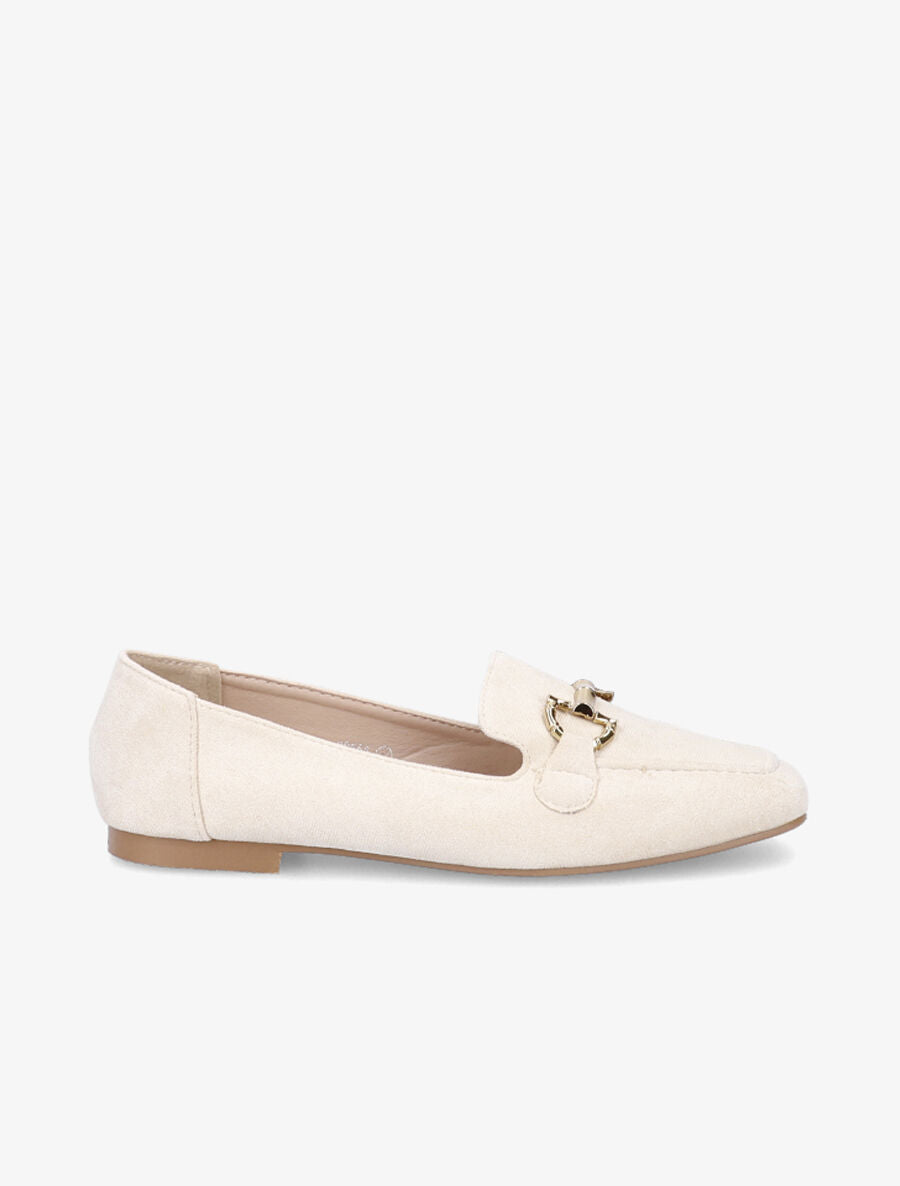 Mocassins à boucle en suédine - Beige - 5