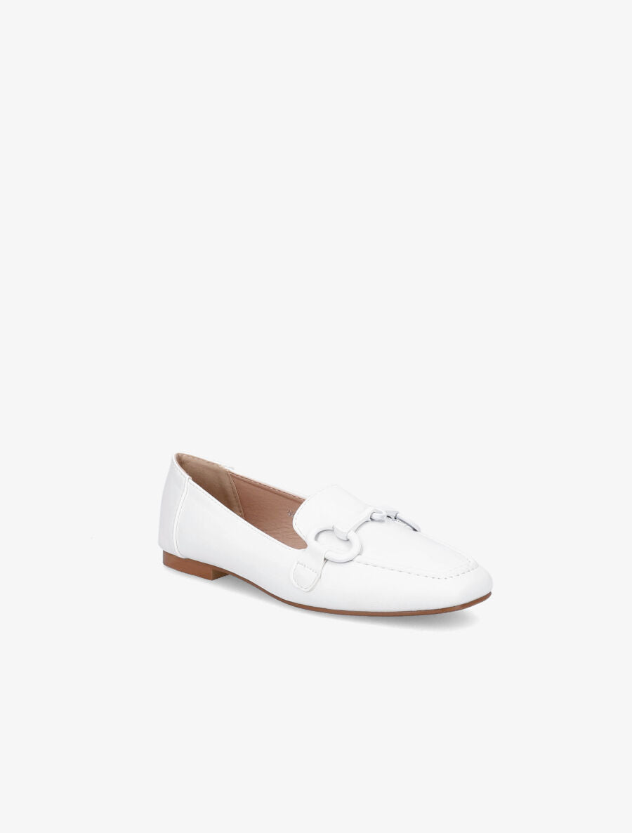 Mocassins à boucle en simili - Blanc - 2