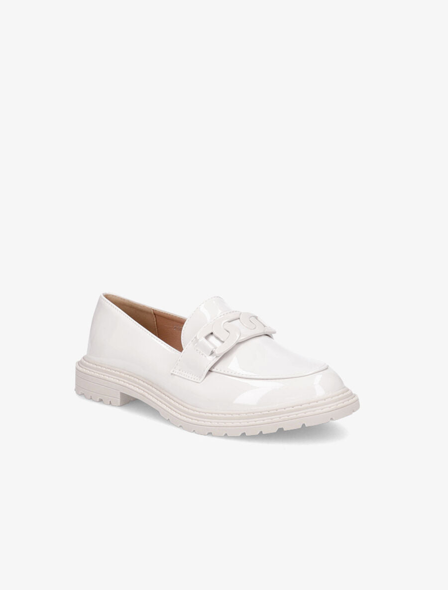 Mocassins vernis et boucle - Crème - 2