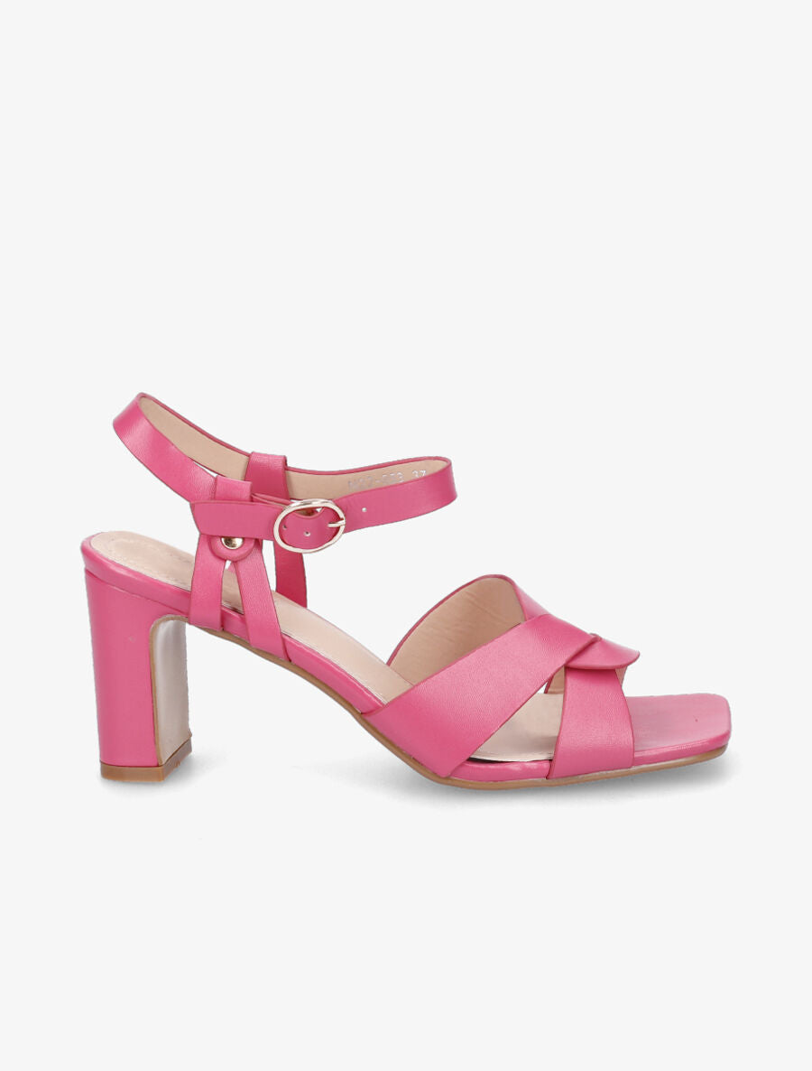 Sandales entrelacées en simili à talon - Fuschia - 1