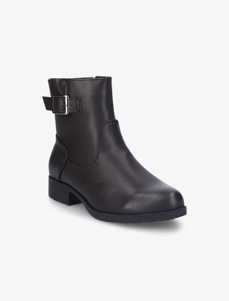 Bottines en simili à boucle carrée - Noir - 2