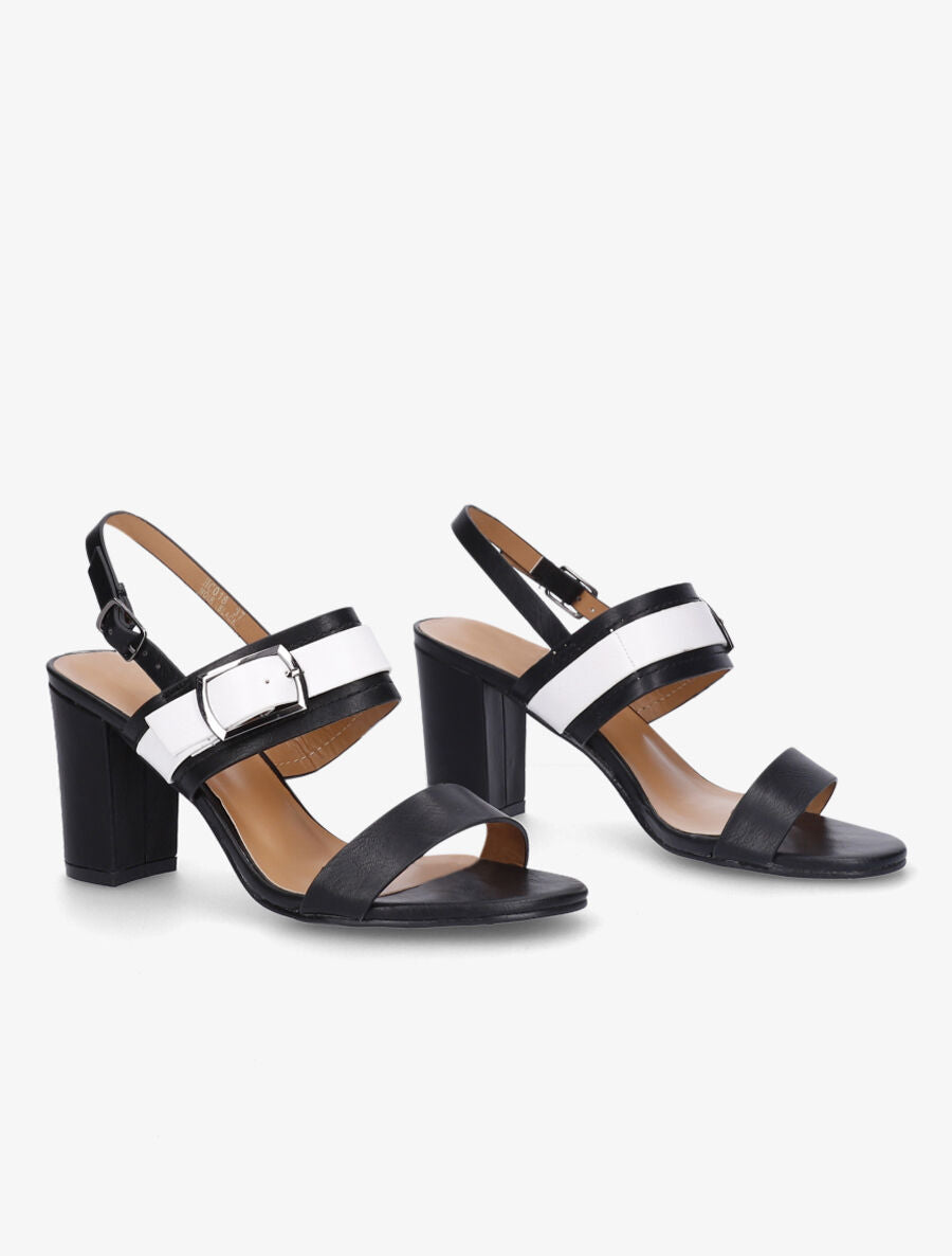 Sandales à talon et double boucles - Noir - 4