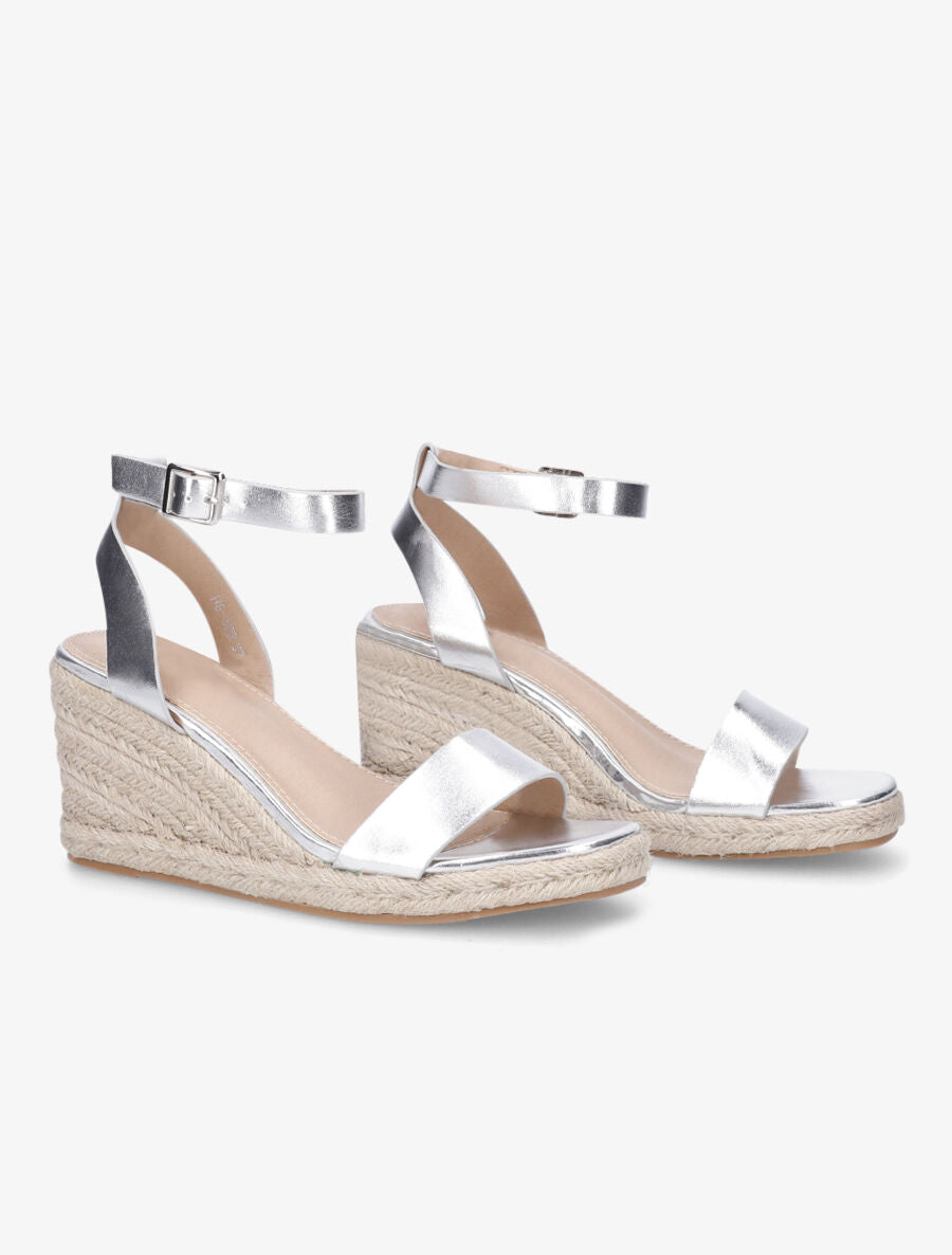 Compensées en simili à semelle raphia - Argent - 4