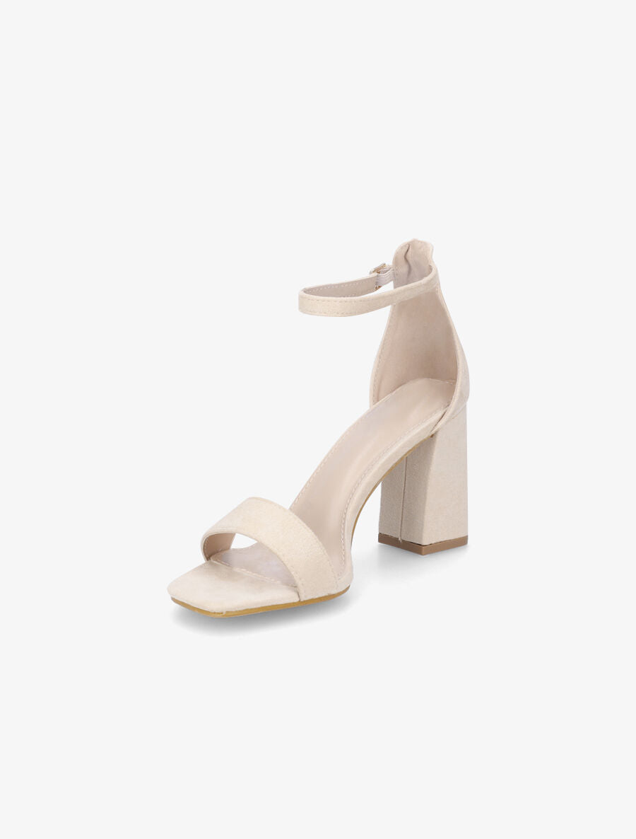 Sandales en suédine à talon haut - Beige - 3