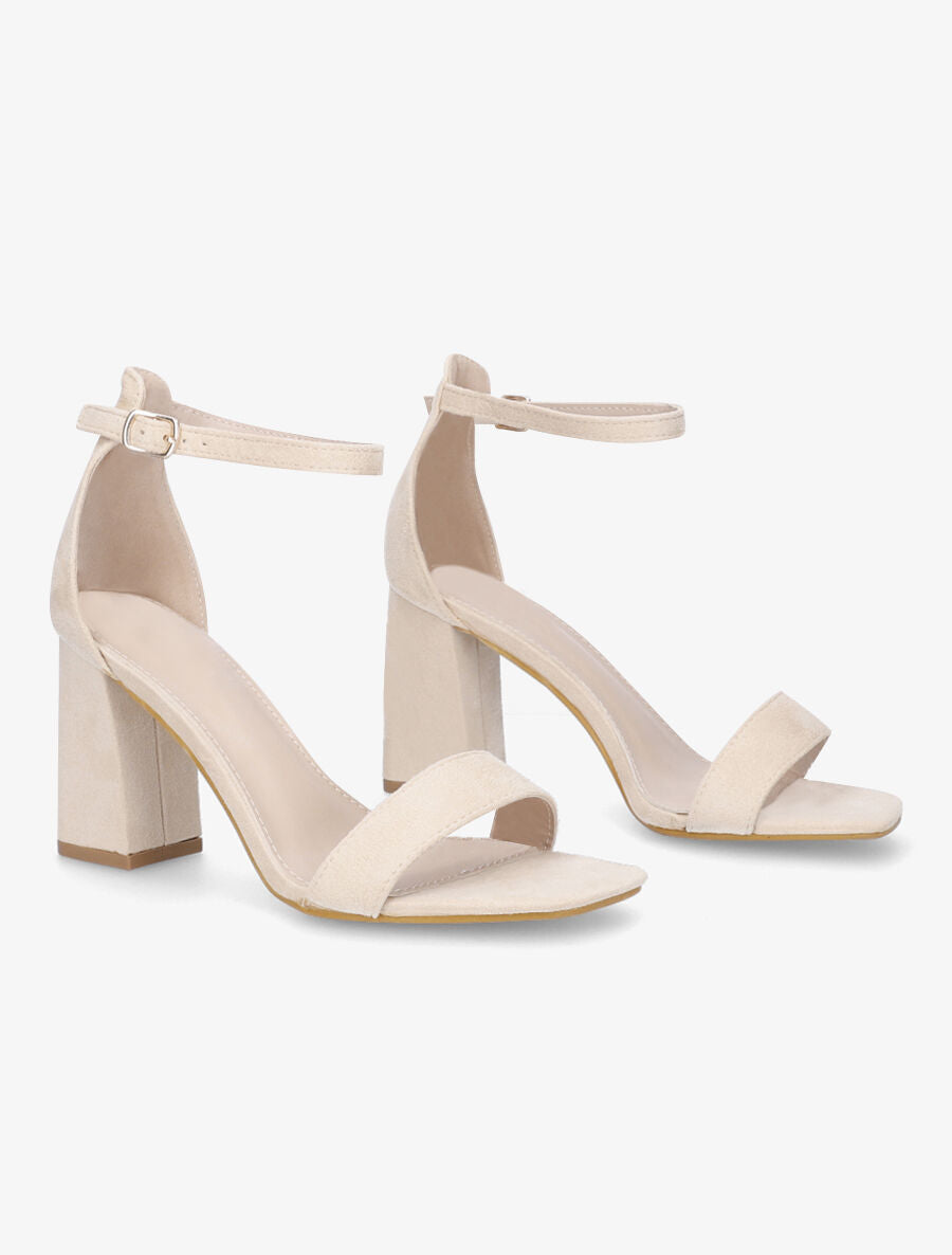 Sandales en suédine à talon haut - Beige - 4