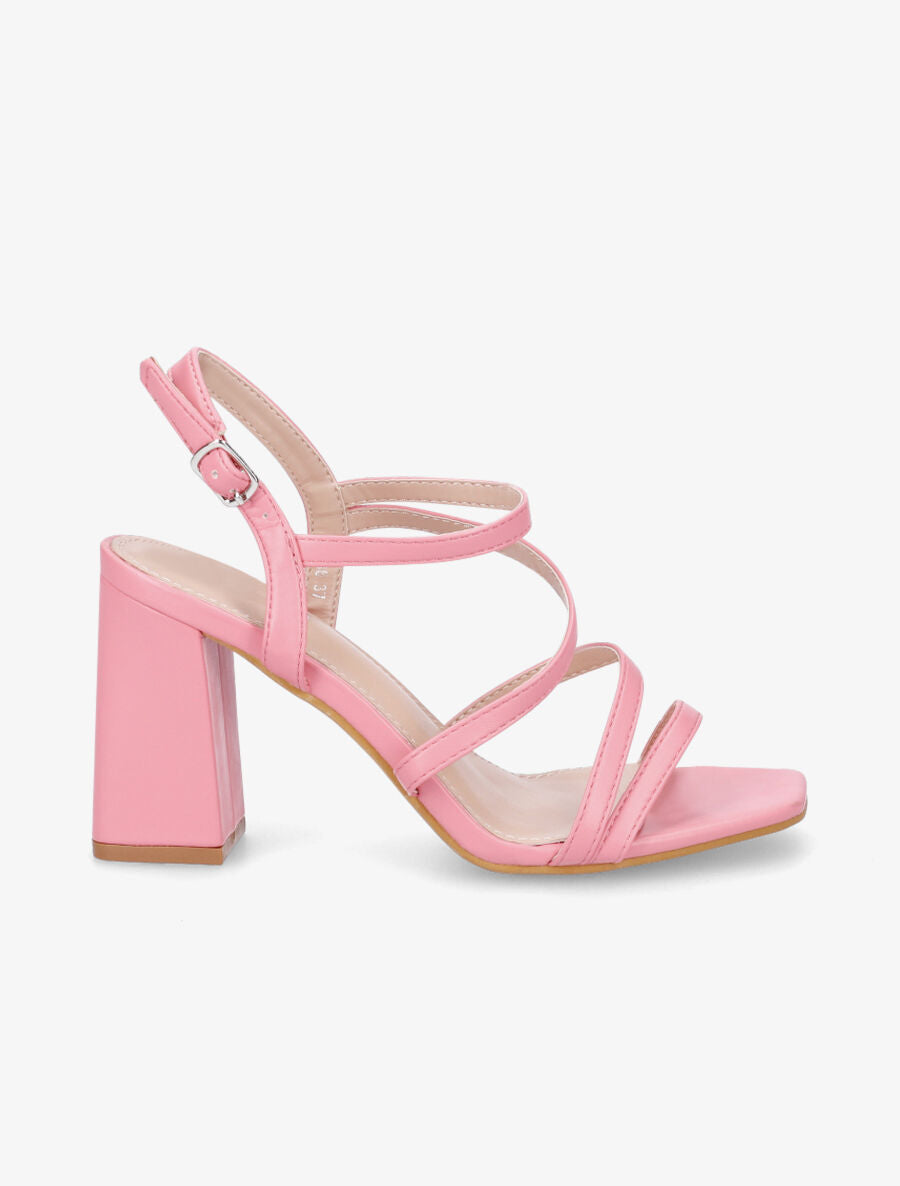 Sandales en simili à talon - Rose - 5
