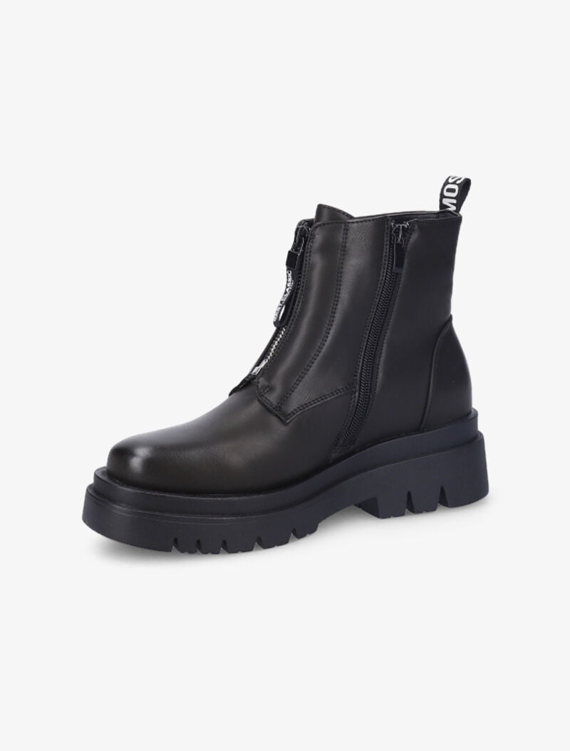 Bottines à zip et semelle crantée stylisée - Noir - 3
