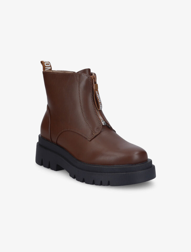 Bottines à zip et semelle crantée stylisée - Marron - 2