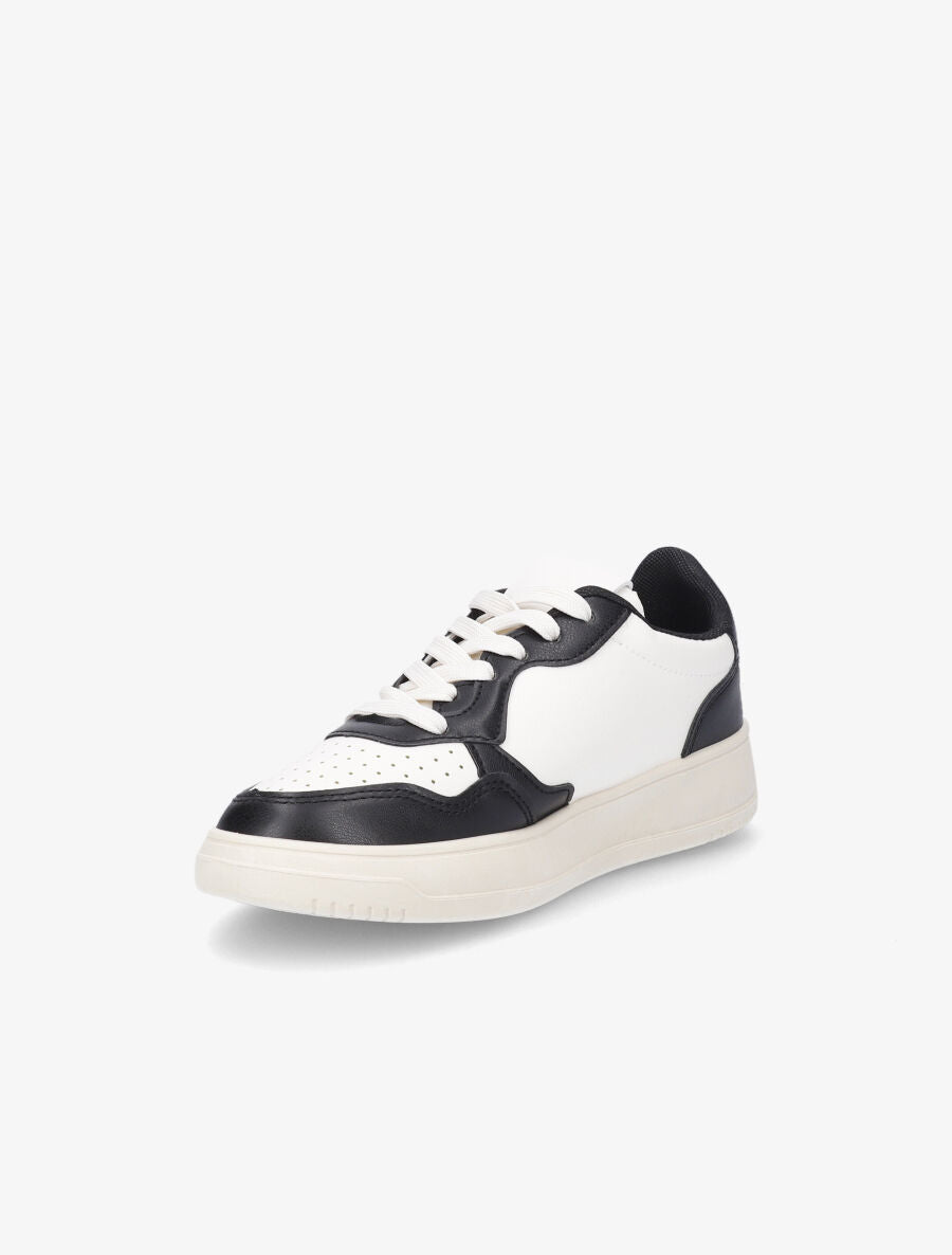Sneakers en simili à bouts rond perforés - Noir - 3