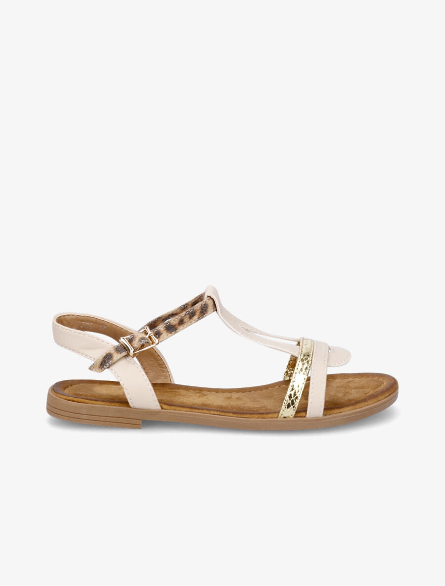 Nu-pieds fantaisie à bride léopard - Beige - 1