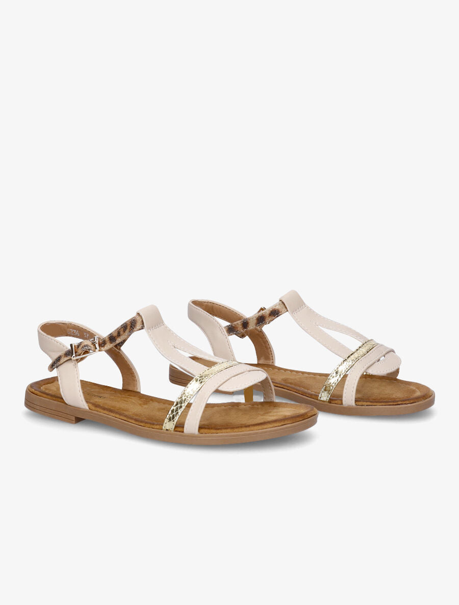 Nu-pieds fantaisie à bride léopard - Beige - 4