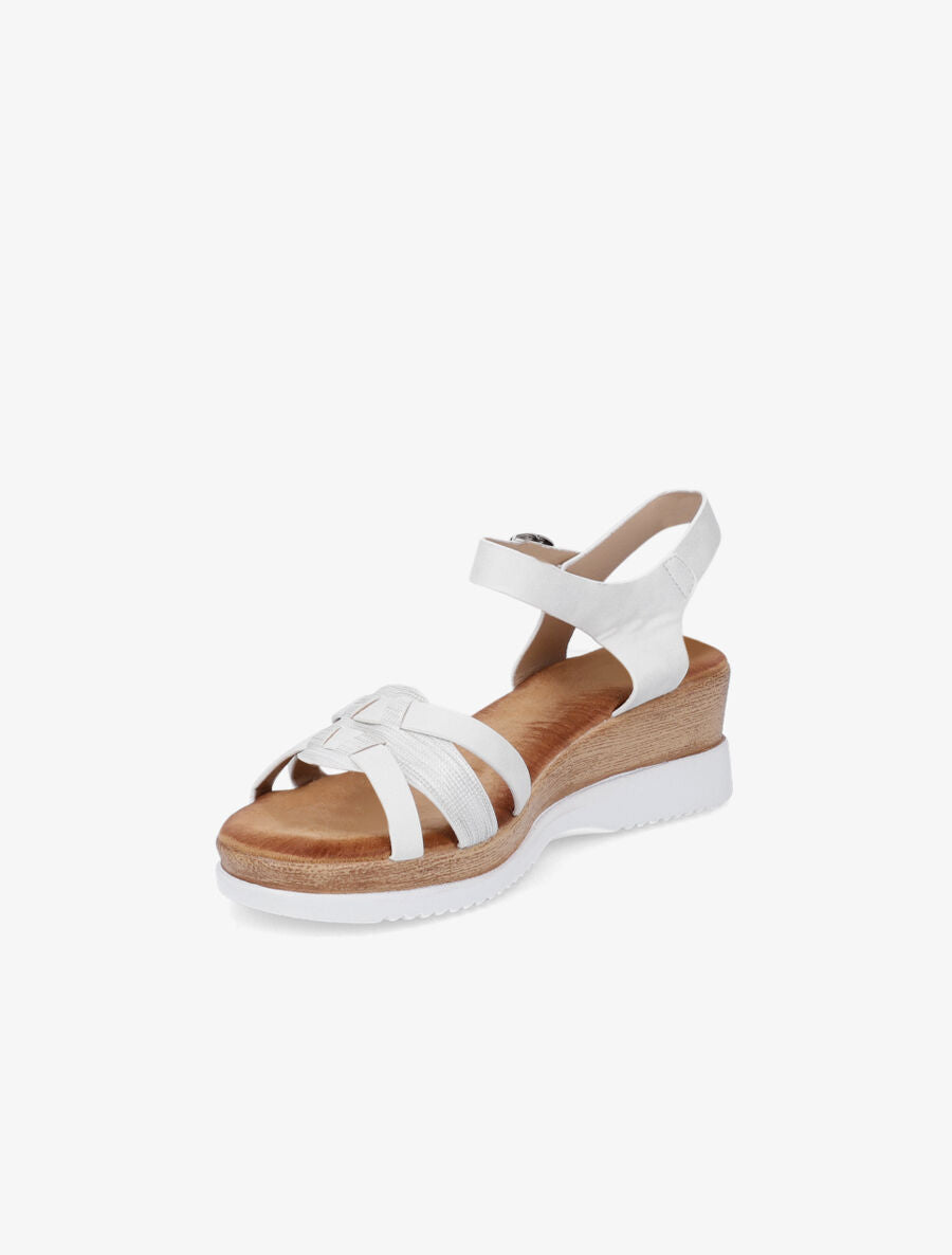 Sandales compensées bride fantaisie irisée - Blanc - 3