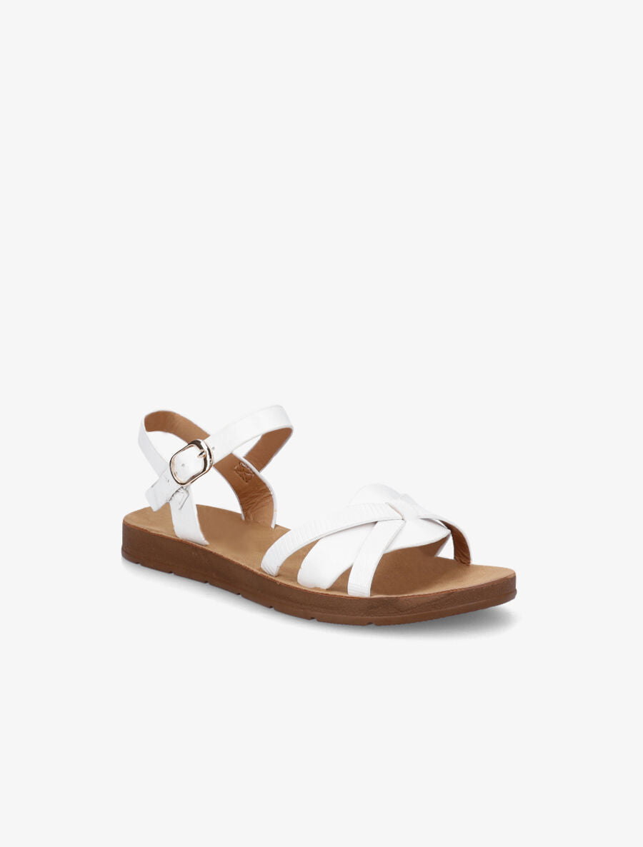 Nu-pieds à brides croisées effet python - Blanc - 2