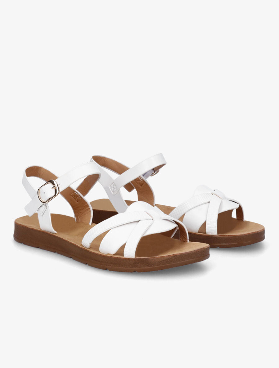 Nu-pieds à brides croisées effet python - Blanc - 4