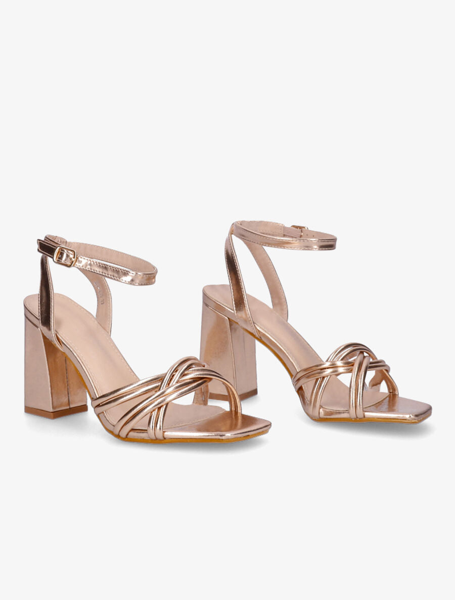 Sandales en simili à talon - Rose gold - 4