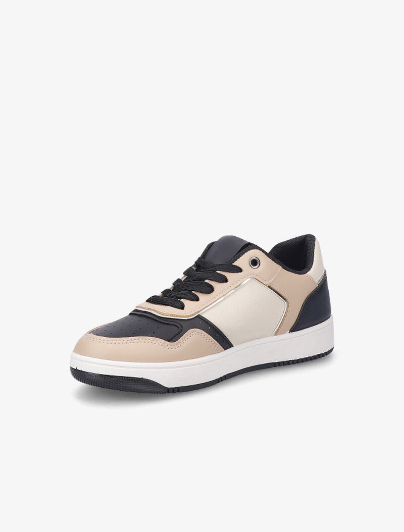Sneakers à détails dorés - Beige/noir - 4