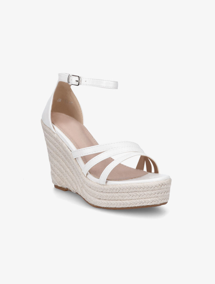 Sandales compensées style espadrilles - Blanc - 2