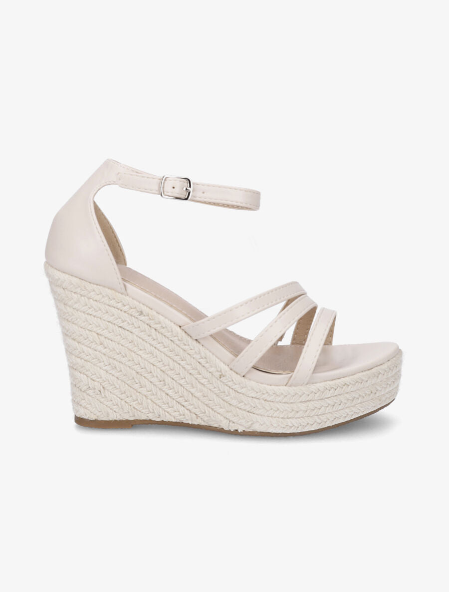 Sandales compensées style espadrilles - Nude - 1