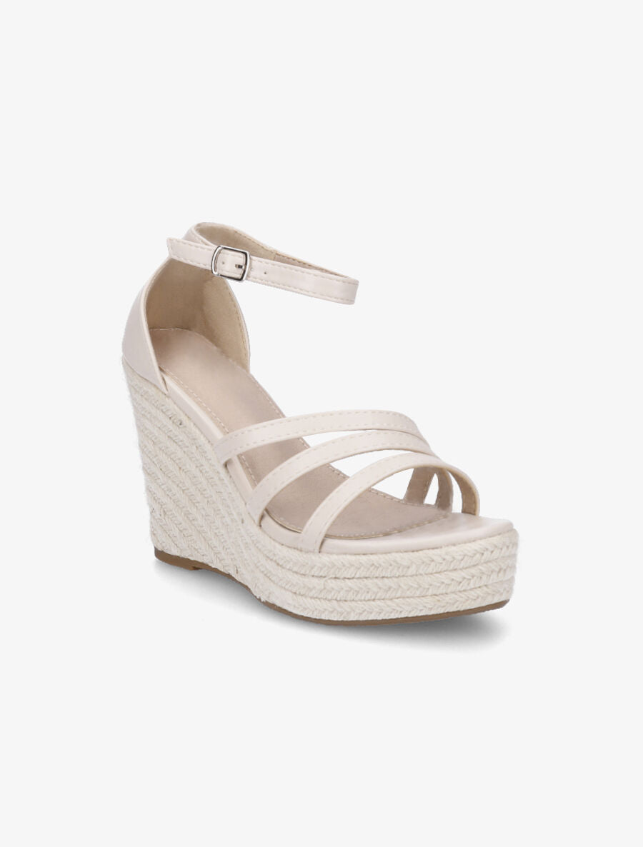 Sandales compensées style espadrilles - Nude - 2