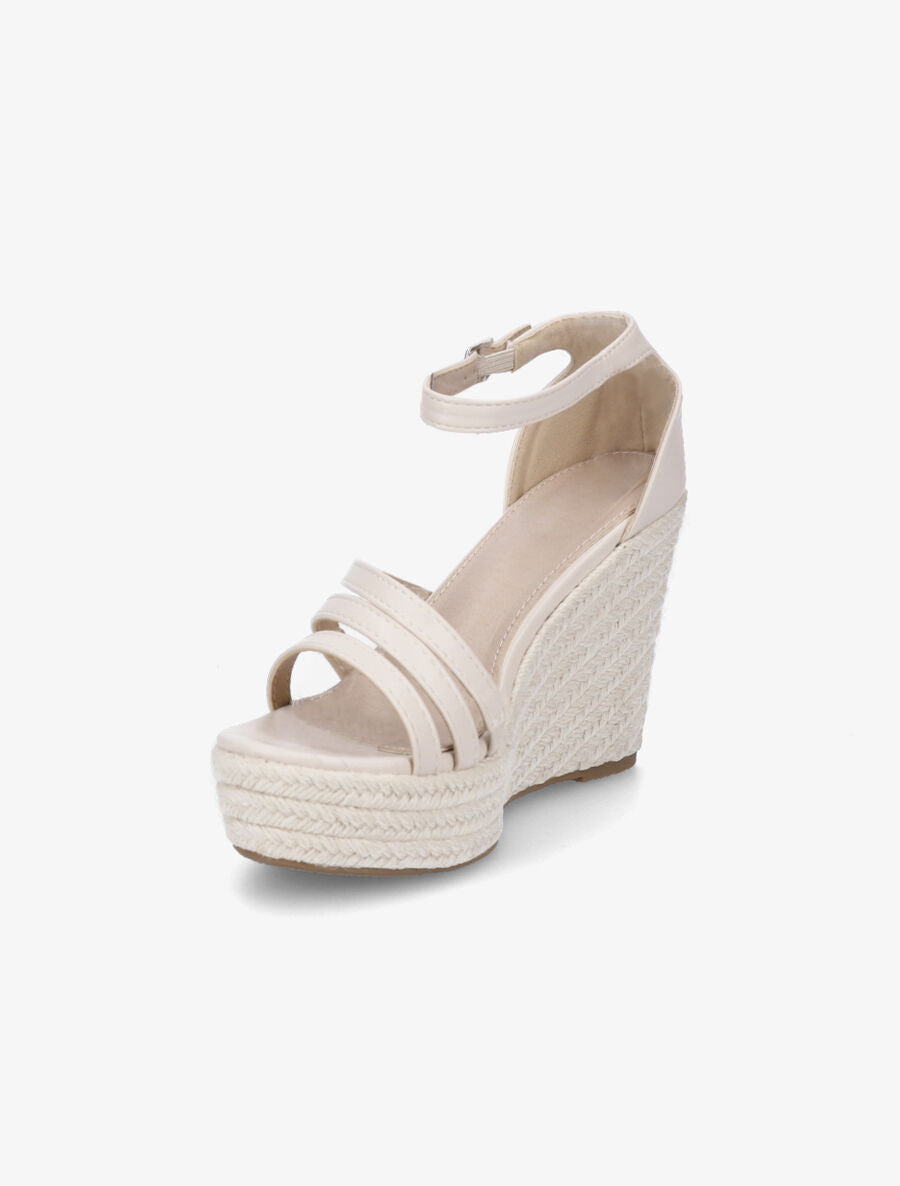 Sandales compensées style espadrilles - Nude - 3