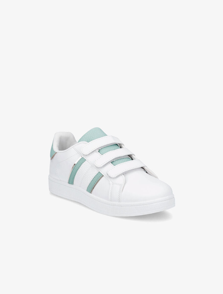 Baskets à scratch et bandes python - Blanc/vert d&