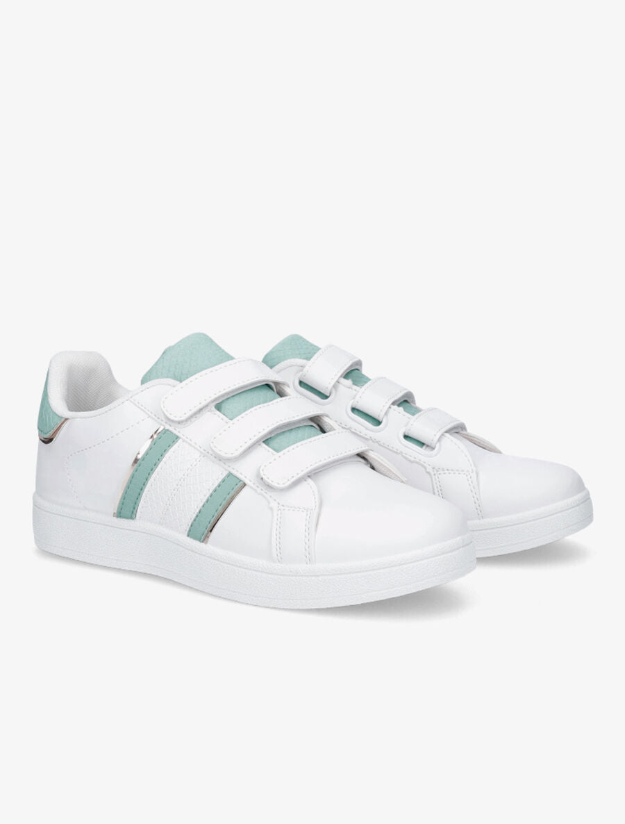 Baskets à scratch et bandes python - Blanc/vert d&