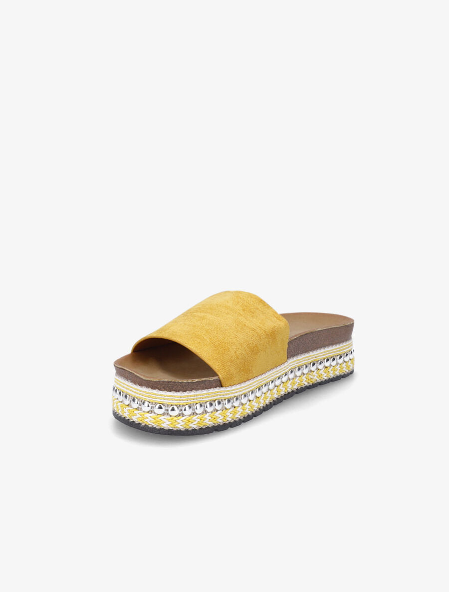 Claquettes en suédine à semelle stylisée - Jaune - 3