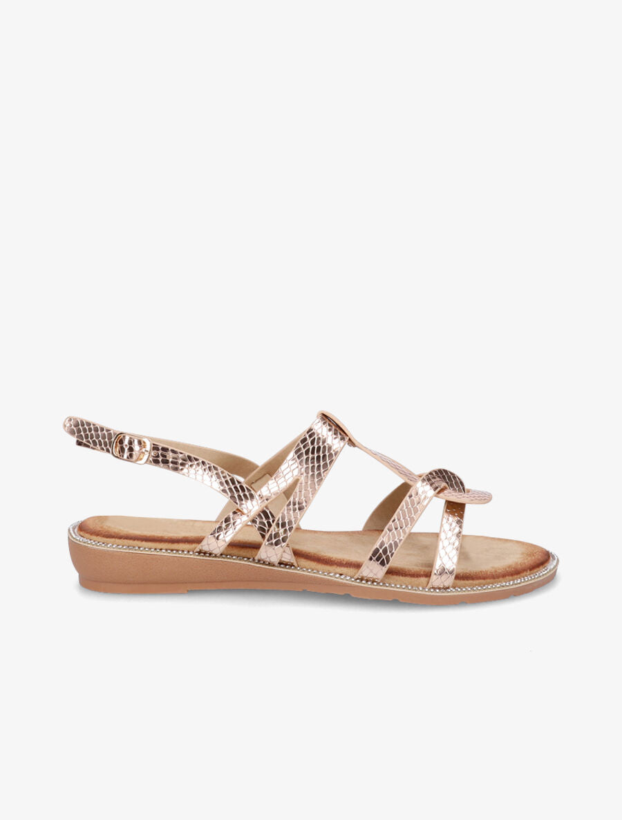 Nu-pieds à semelle ornée de strass - Rose gold - 5