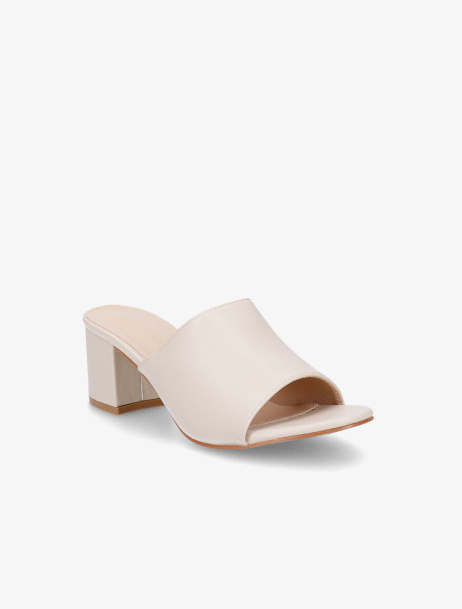 Mules basiques en simili - Beige - 2