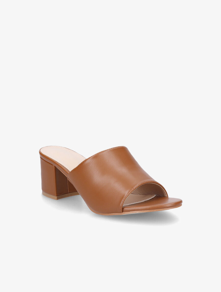 Mules basiques en simili - Camel - 2